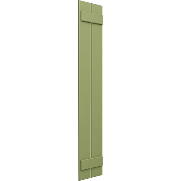 True Fit PVC Two Board Spaced Board-n-Batten Shutters, Moss Green, 11 1/4W X 46H